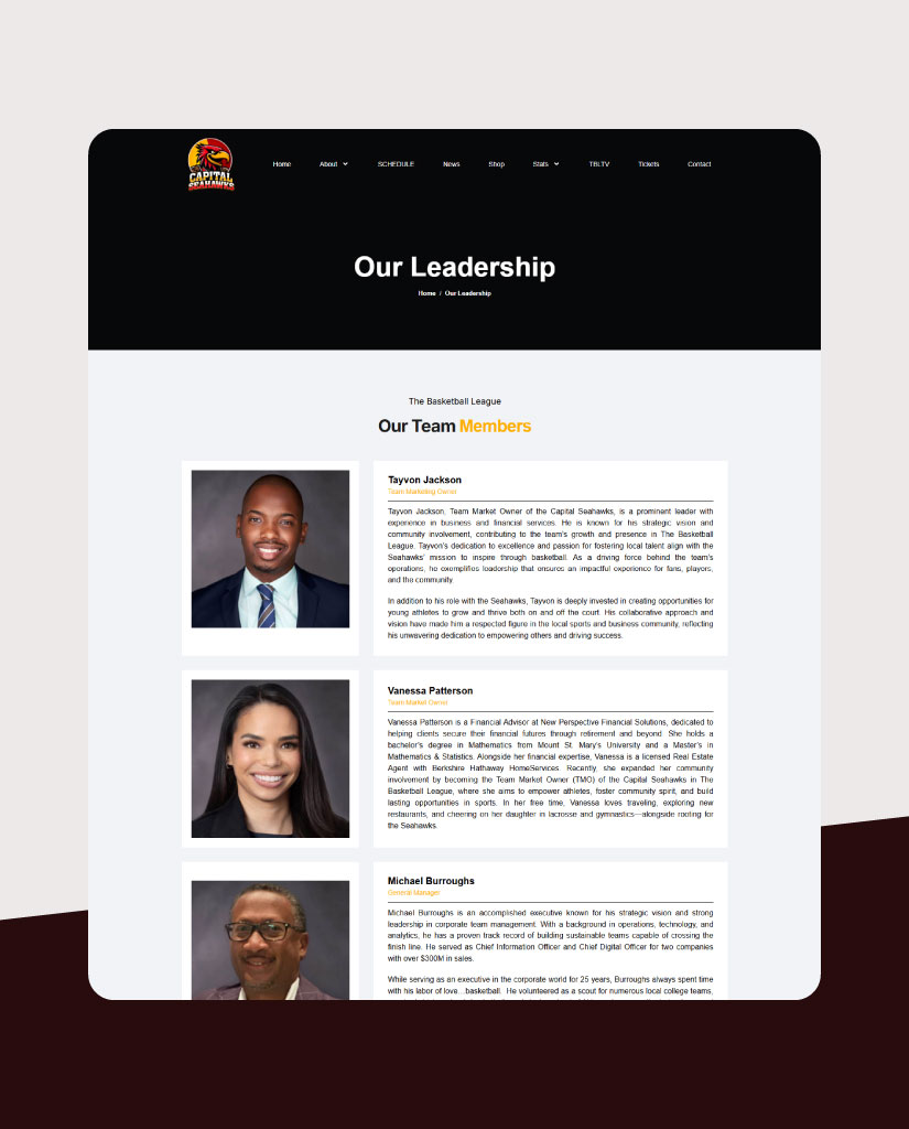 Capital Seahawks Website Redesign 4