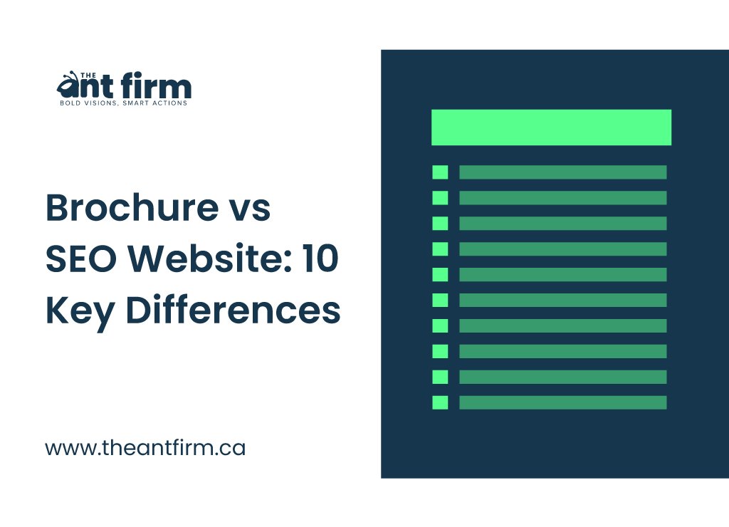 Header image showing the title “Brochure vs SEO Website: 10 Key Differences” with a simple website layout illustration.