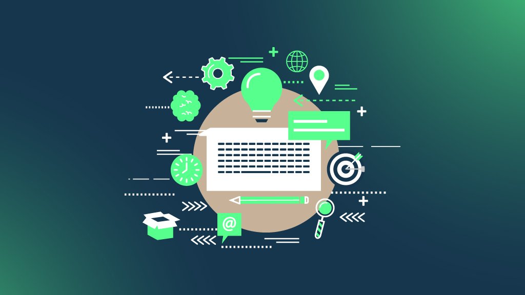 Illustration showing website content planning with pages, goals, keywords, and content elements