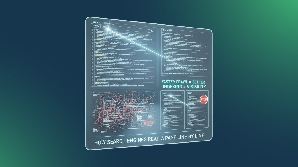 Website backend and code structure illustrating technical SEO setup for an SEO-ready website