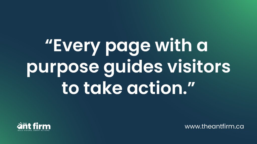 Quote explaining that every page of a local SEO-optimized website should guide visitors to take action