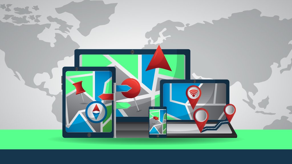 Illustration showing a local SEO-optimized website appearing across map and mobile search results