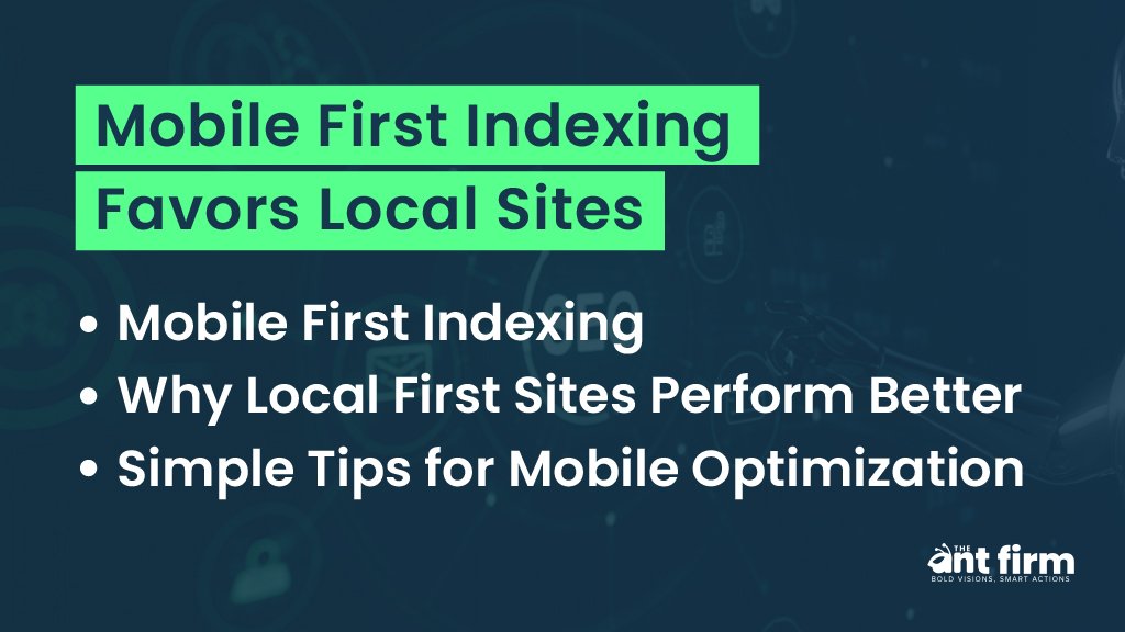 Mobile SEO infographic explaining mobile-first indexing and local website performance