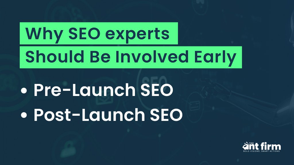 Infographic explaining pre-launch and post-launch SEO in website development