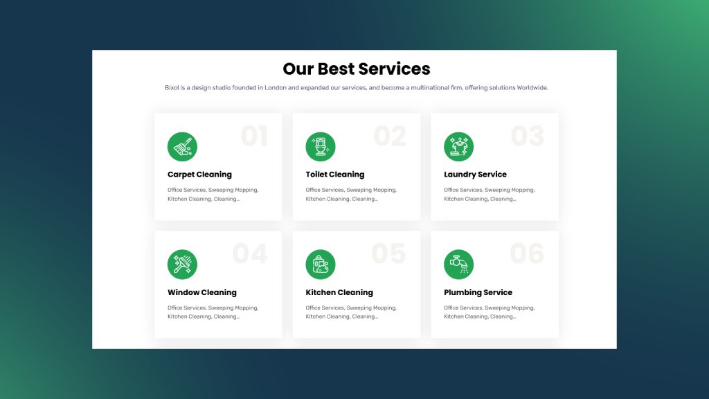 Service cards layout used on a local SEO-optimized business website
