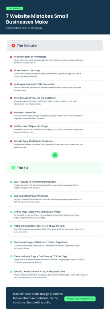 common website mistakes small business checklist with fixes — The Ant Firm 