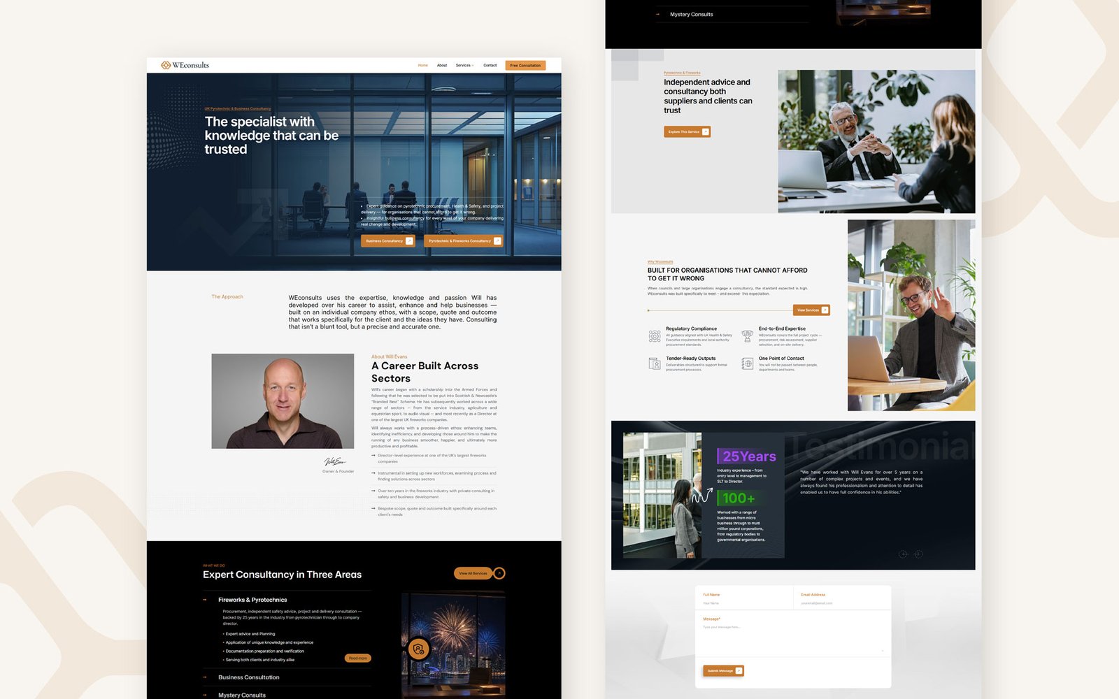 a business consultant website for WEconsults, a UK consulting business