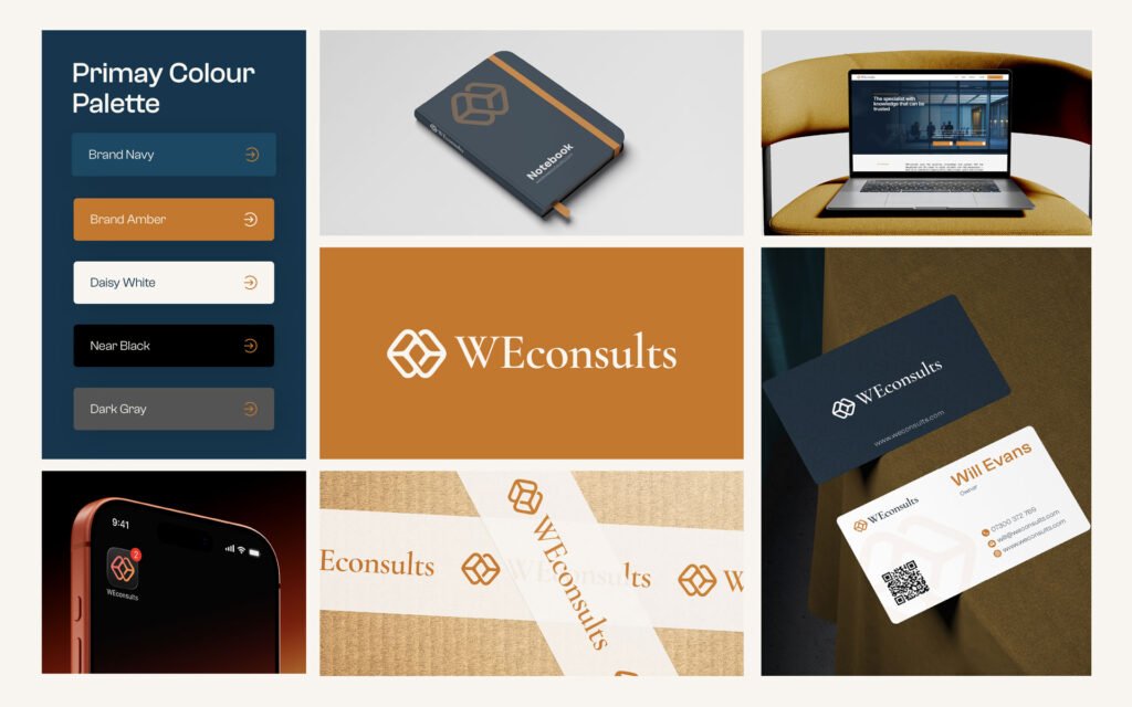 Consulting business logo and brand identity design for WEconsults